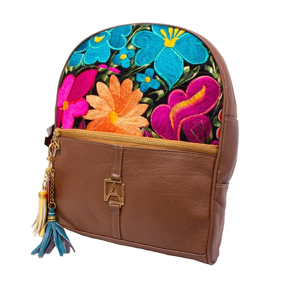 AngeLozano Chiapas Brown Leather Backpack main image 8